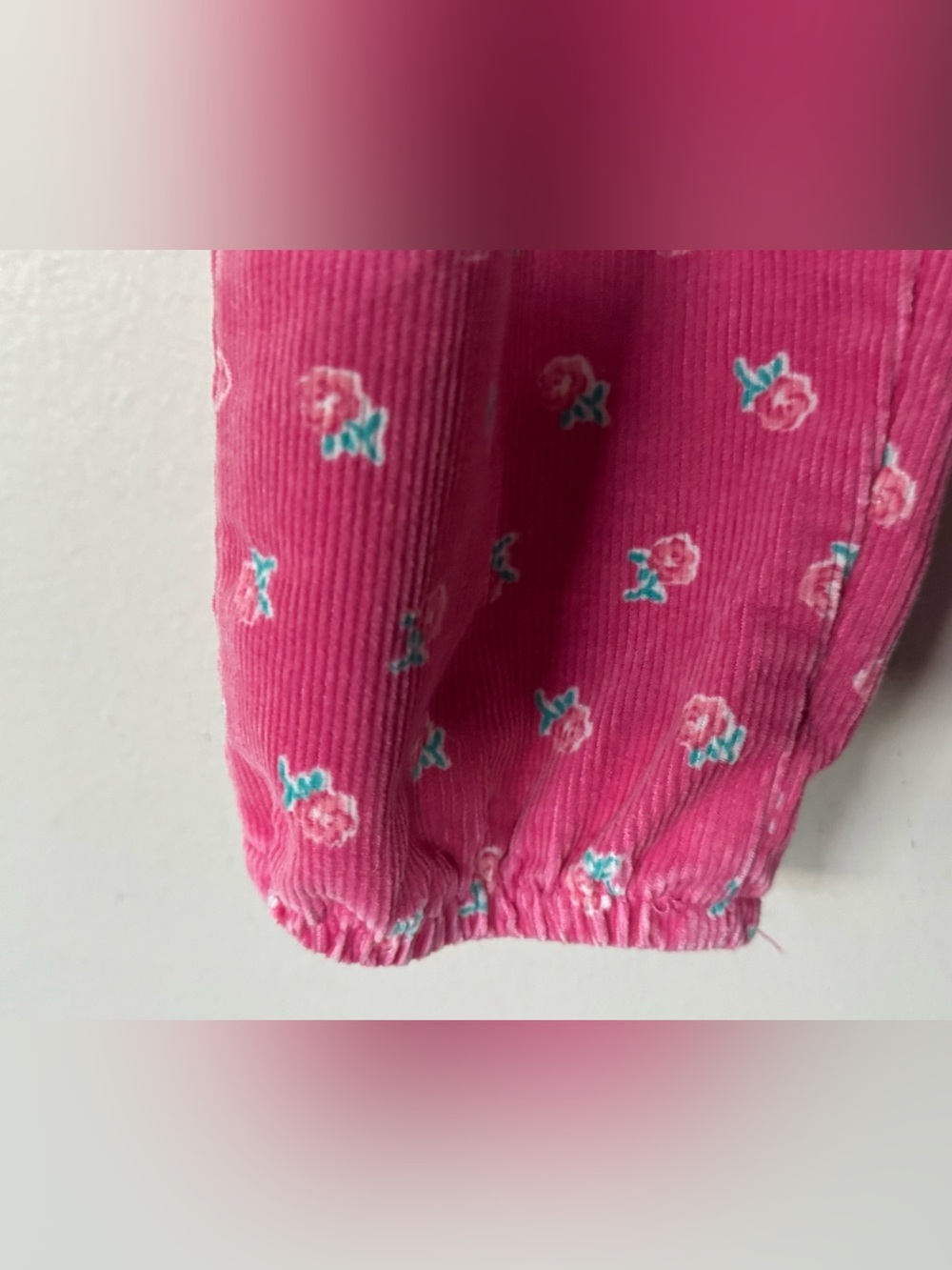 Vintage OshKosh B’Gosh Pink Floral Corduroy Vestbak Overalls 2T - Picture 6 of 11